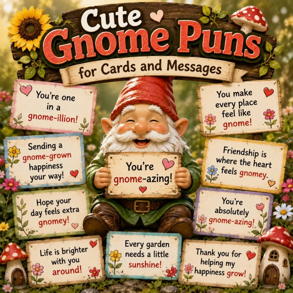 🌻 Cute Gnome Puns for Cards and Messages
