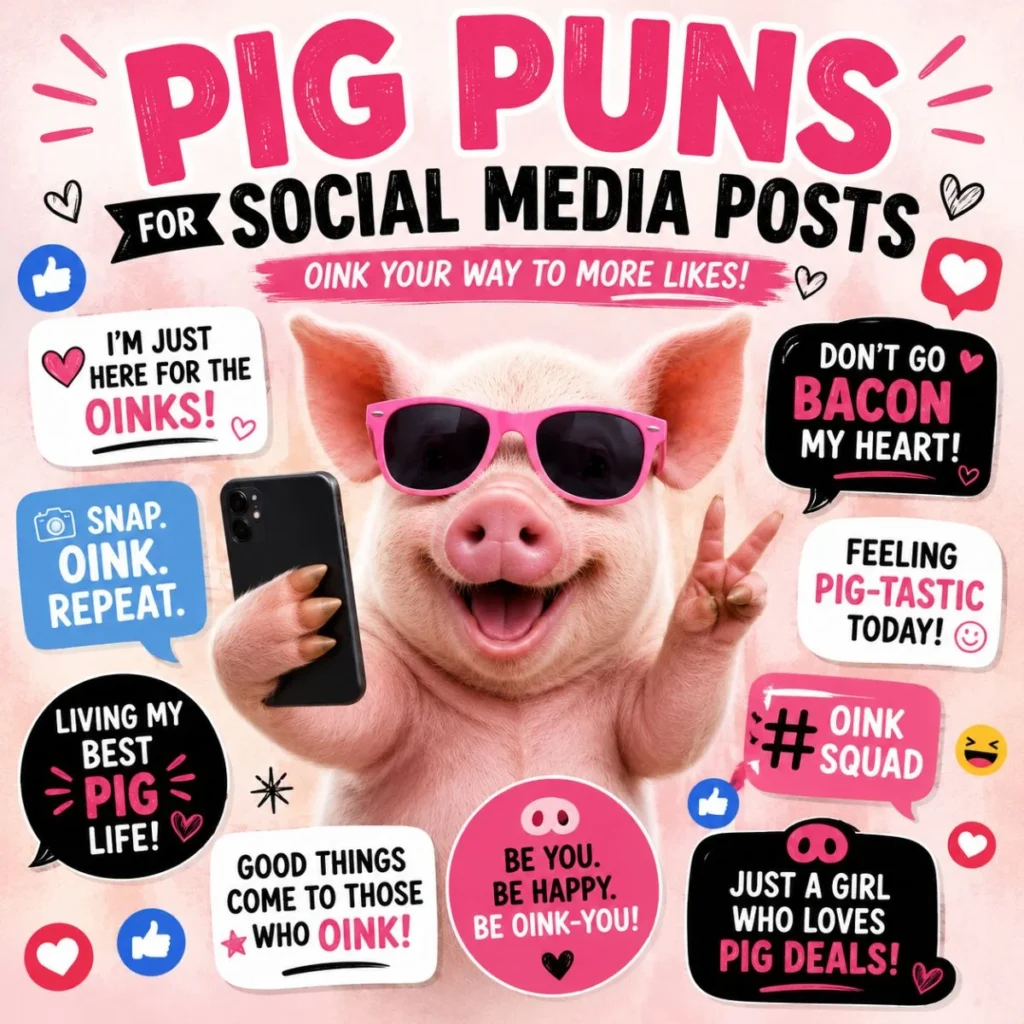 📱 Pig Puns for Social Media Posts