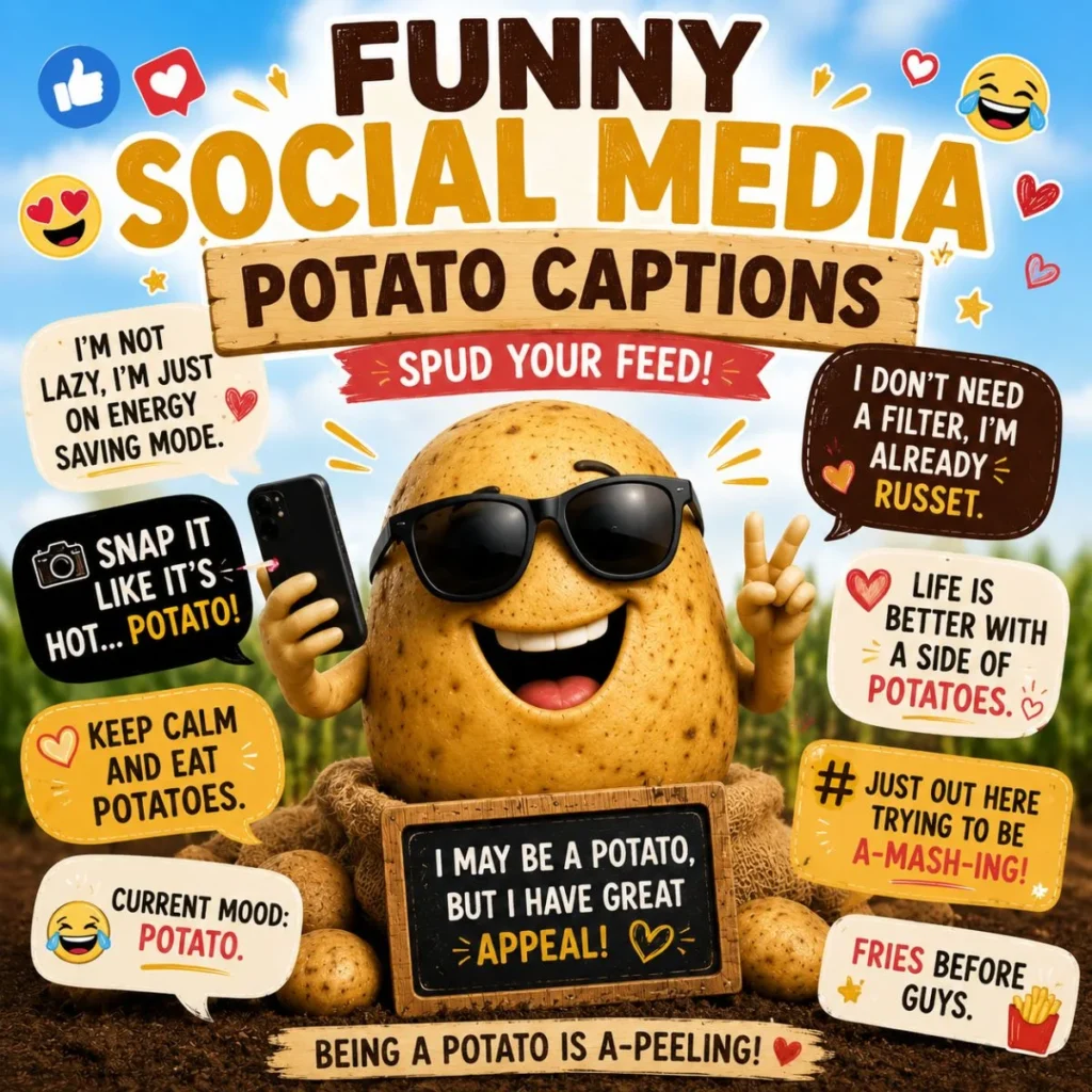 v😂 Funny Social Media Potato Captions