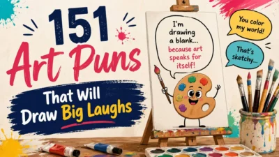 Funny art puns with colorful paints