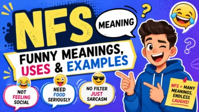 Colorful NFS meaning graphic featuring funny meanings, common uses, examples, emojis, and a cartoon character.