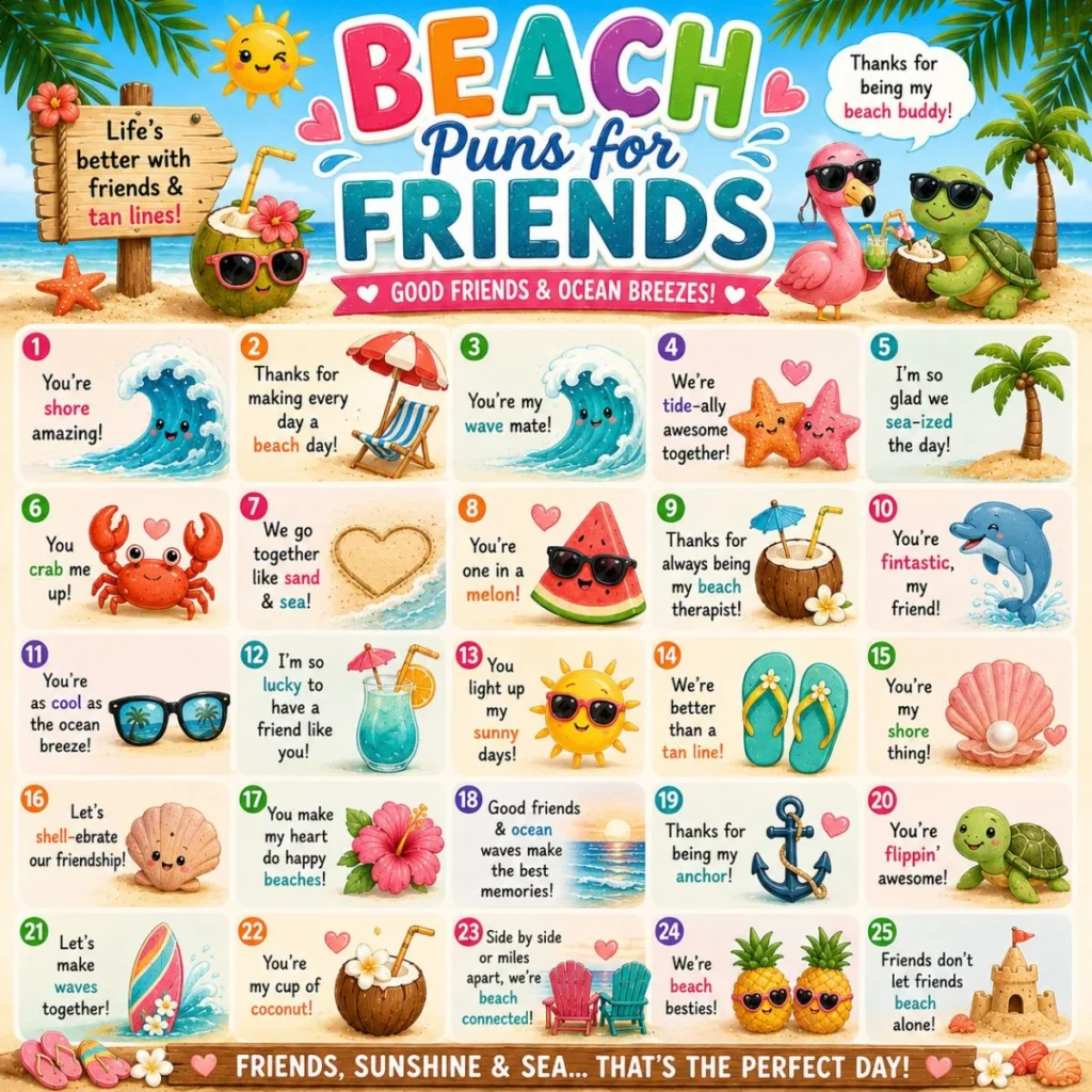 🌴 Beach Puns for Friends