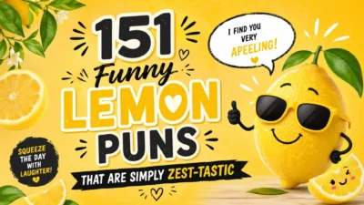 151 Funny Lemon Puns That Are Simply Zest-tastic with a cheerful sunglasses-wearing lemon