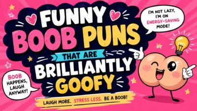 Funny boob puns that are brilliantly goofy cartoon graphic