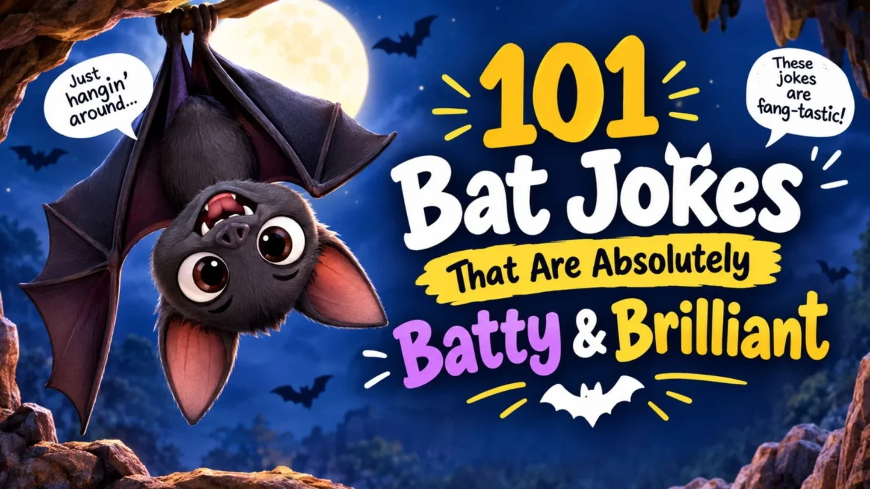 101 funny bat jokes cartoon with a cute bat