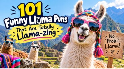 101 funny llama puns with a playful llama in sunglasses